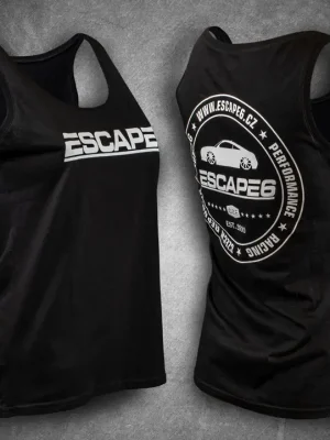 Escape6 černé dámské tílko s bílým potiskem na prsou i na zádech, velikost S Super Cena