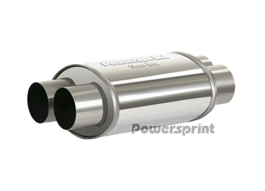 Hit Sezóny Powersprint koncový výfukový tlumič oválný dvojitý, vnější průměr příruby 2x63,5 mm, celková délka 370mm