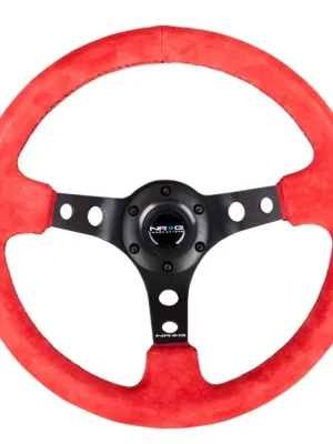NRG Innovations sportovní volant Deep dish 350mm v semišovém provedení, barva černá s fialovým středem a středovým proužkem Vrácení Zdarma