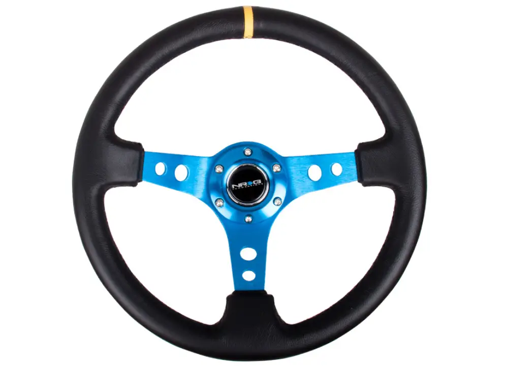 NRG Innovations sportovní volant Deep dish 350 mm v koženém provedení, barva modrá se středovým proužkem, barva středu modrá Ihned K Objednání