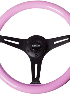 NRG Innovations sportovní dřevěnný volant Deep Dish Wood Grain s průměrem 350mm, s černým středem, barva růžová Víkendová Akce