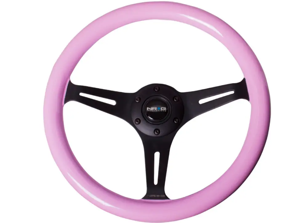 NRG Innovations sportovní dřevěnný volant Deep Dish Wood Grain s průměrem 350mm, s černým středem, barva růžová Víkendová Akce
