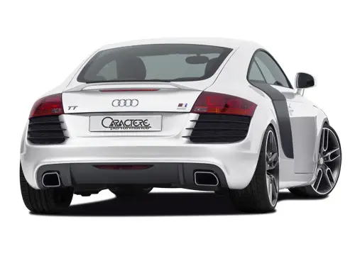 CARACTERE kompletní zadní nárazník pro Audi TT (8J) Coupe / Roadster r.v. od 2007 (s APS), varianta se dvěma výřezy pro originální koncovku výfuku pro motory TT S Akční Cena
