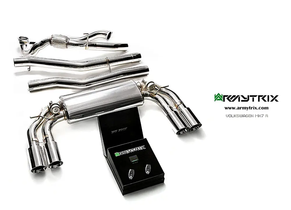 Bezpečná Platba Armytrix nerezový výfukový systém s dálkovým ovládáním klapek Valvetronic pro Volkswagen Golf 7 R 2.0 Turbo (2013-2016)