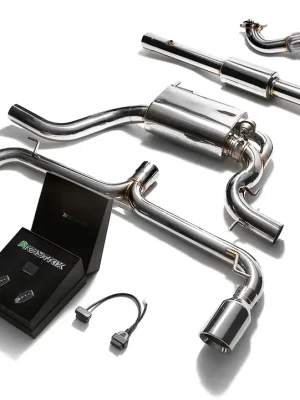 Armytrix nerezový výfukový systém s dálkovým ovládáním klapek Valvetronic pro Volkswagen Scirocco R 2.0 Turbo (2008-), typ koncovky Dvojitá chromová 2x 101 mm Levný
