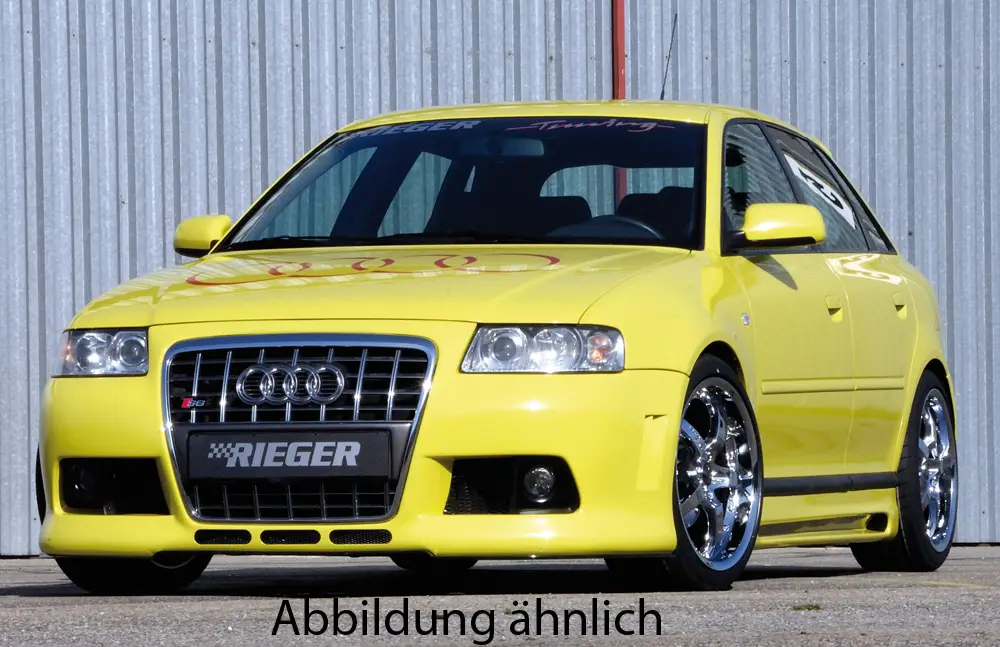 Rieger přední nárazník pro Audi A3 8L 3-dvéř., 5-dvéř., plast ABS bez povrchové úpravy, pro orig. masku Audi A6, s žebrováním, s držáky pro originální mlhová světla Originální