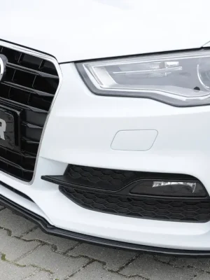 Časově Omezené Rieger lipa pod přední nárazník pro Audi A3 8V 3-dvéř. (convertible 8V7), 5-dvéř. (sedan 8VS) před faceliftem, 07/12-08/16, plast ABS lakovaný do černé lesklé barvy