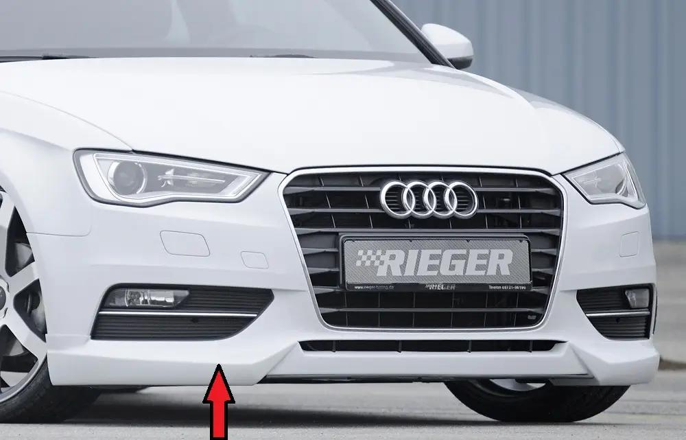 Rieger spoiler pod přední nárazník pro Audi A3 8V 3-dvéř. (hatchback 8V1), 5-dvéř. (sportback 8VA) před faceliftem, r.v. 07/12-08/16, plast ABS bez povrchové úpravy Tovární Cena