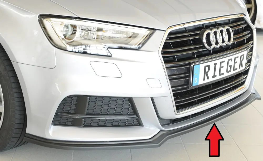 Akční Nabídka Rieger lipa pod přední nárazník pro Audi A3 S3 8V 3-dvéř. (hatchback 8V1), 5-dvéř. (sportback 8VA) po faceliftu, 09/16-, plast ABS bez povrchové úpravy
