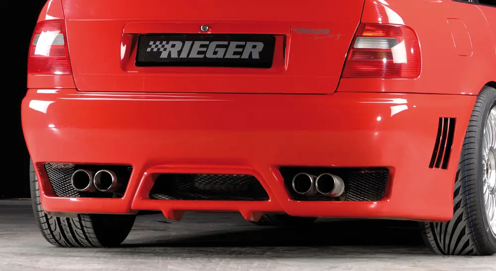 Rieger zadní nárazník pro Audi A4 B5 sedan, plast ABS bez povrchové úpravy, s žebrováním, pro vozy bez parkovacího asistenta (PDC) Pouze Dnes