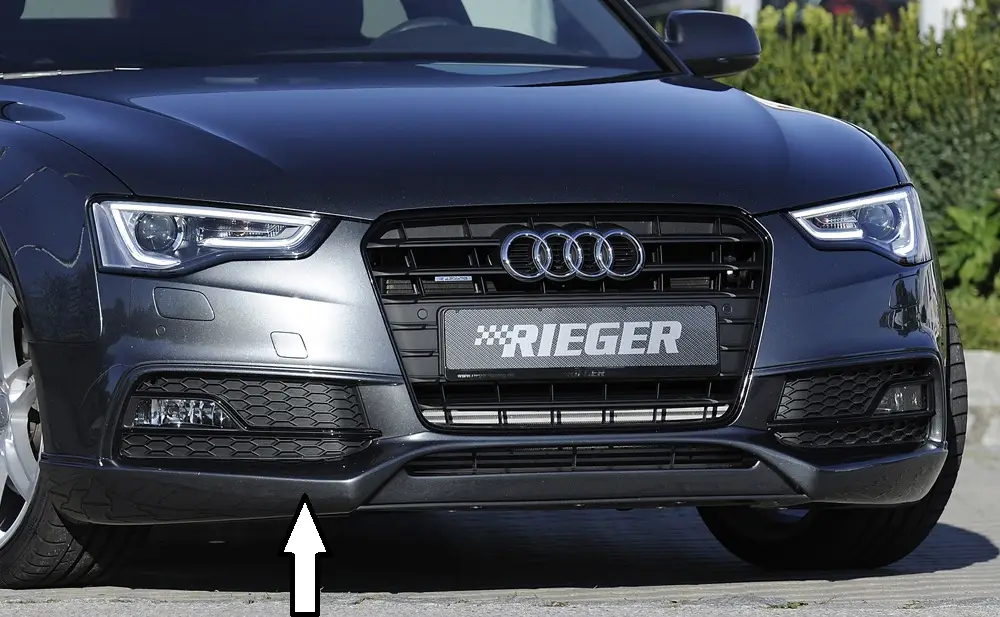 Rieger spoiler pod přední nárazník pro Audi A5 B8, B81 kabriolet, kupé, Sportback po faceliftu, r.v. 10/11-06/16, plast ABS bez povrchové úpravy Jen Po Omezenou Doba