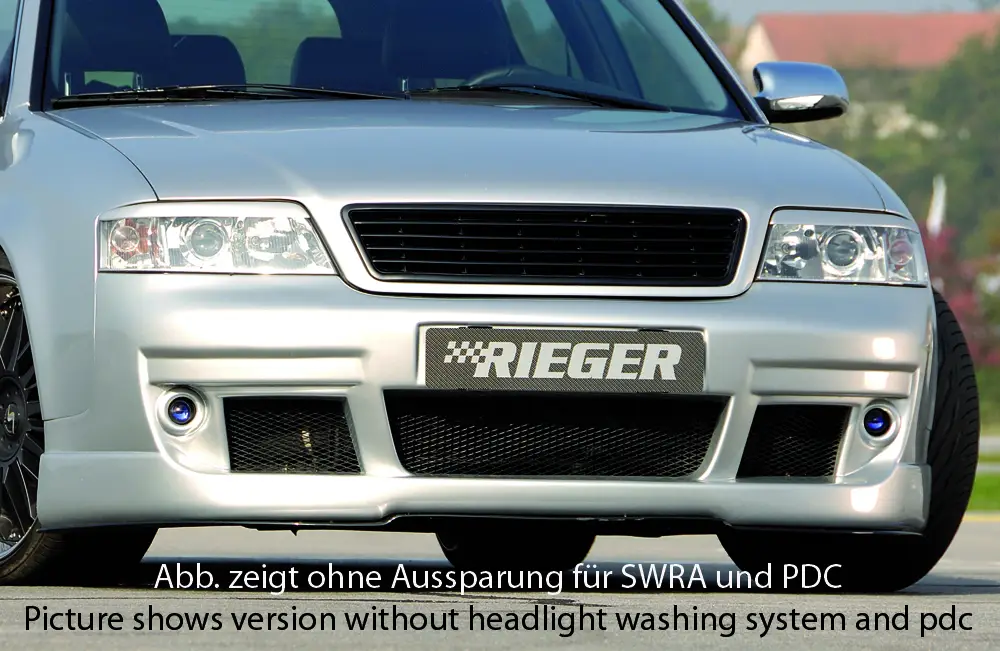 Rieger přední nárazník pro Audi A6 4B avant, sedan po faceliftu, plast ABS bez povrchové úpravy, pro vozy s ostřikovači světlometů a parkovacím asistentem (PDC) Odeslání Ihned