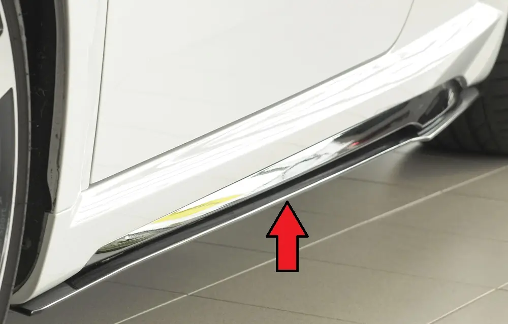 Autentický Rieger spoiler pod boční práh mont. strana levá pro Audi TT 8J-FV, 8S kupé, roadster po faceliftu, r.v. 09/18-, plast ABS bez povrchové úpravy