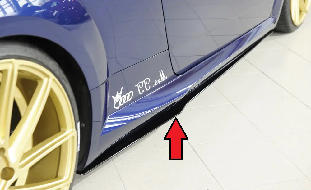 Sezónní Sleva Rieger spoiler pod boční práh mont. strana pravá pro Audi TT RS 8J, 8J1-FV, 8S kupé, roadster před faceliftem, r.v. 05/16-08/18, plast ABS bez povrchové úpravy