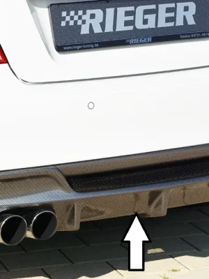 Výprodej Rieger vložka zadního nárazníku pro BMW řada 1 E82, E88 kabriolet, kupé, plast ABS s povrchovou úpravou Carbon-Look, pro dvojité koncovky na obou stranách 4x80 mm