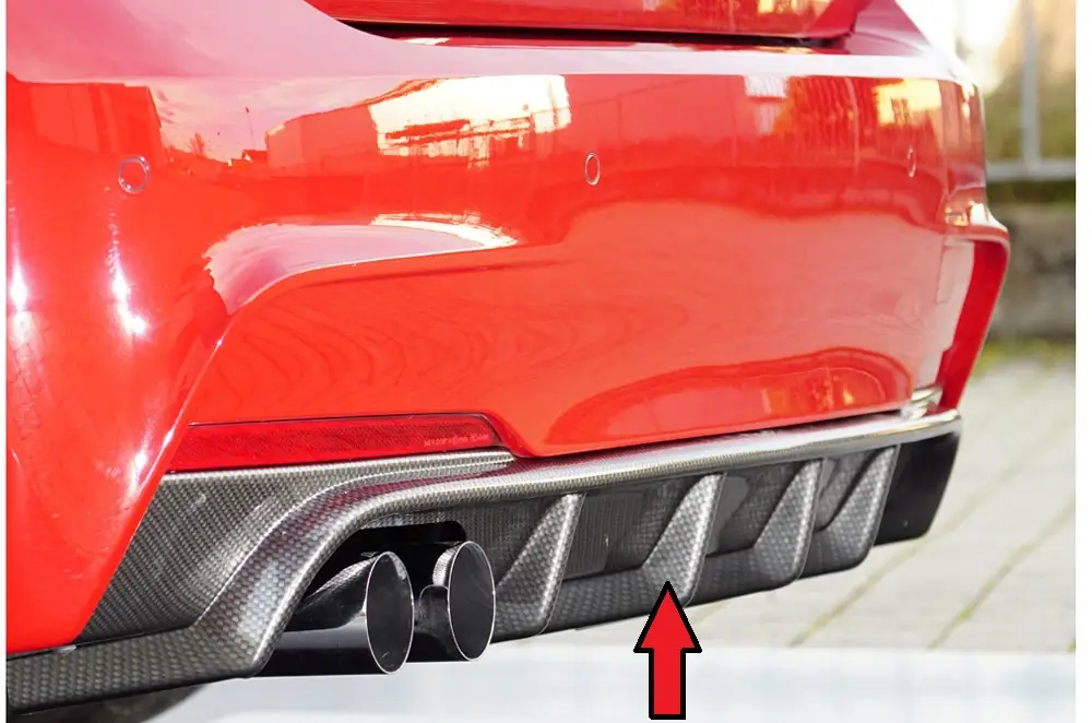 Nízká Cena Rieger vložka zadního nárazníku pro BMW řada 3 F30, F31 sedan, touring vč. faceliftu, plast ABS s povrchovou úpravou Carbon-Look, pro orig. dvojitou koncovku vlevo