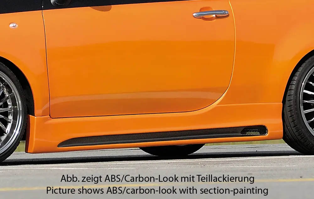Rieger boční práh mont. strana pravá pro Fiat 500 312 2-dvéř., r.v. 10/07-, plast ABS bez povrchové úpravy, s prolisem a výřezem Horká Nabídka