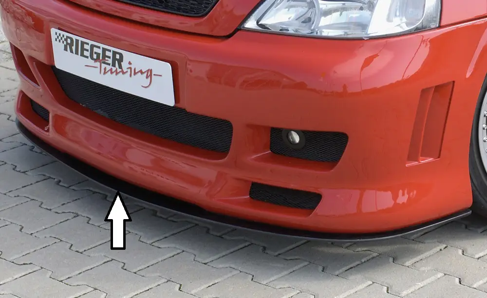 Rieger lipa pod přední nárazník pro Opel Astra G 3-dvéř., 5-dvéř., plast ABS bez povrchové úpravy Značkový