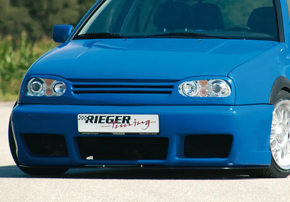 Dokud Zásoby Vydrží Rieger přední nárazník pro Volkswagen Golf 3 3-dvéř., 5-dvéř., combi, kabriolet, plast ABS bez povrchové úpravy, bez žebrování a výřezu pro blinkry