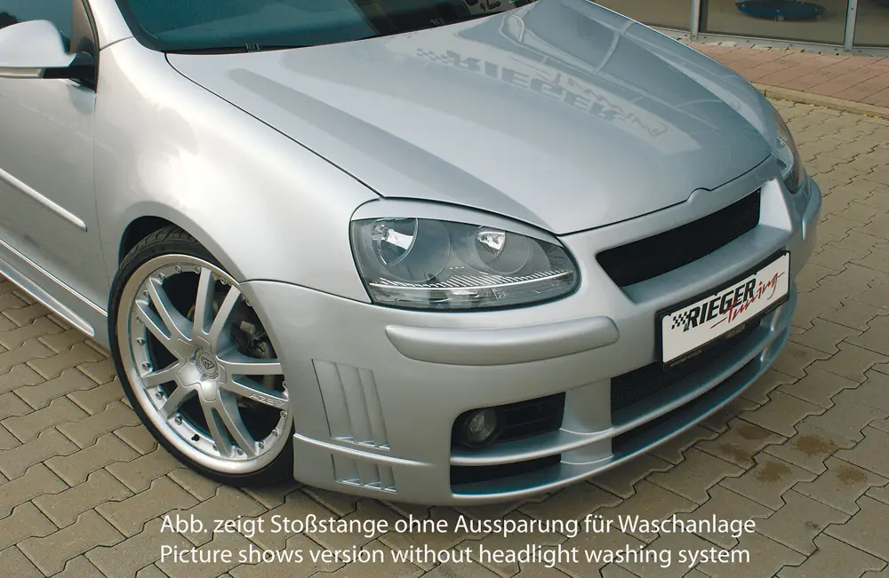 Speciální Cena Rieger přední nárazník pro Volkswagen Golf 5 1K 3-dvéř., 5-dvéř., plast ABS bez povrchové úpravy, s žebrováním, pro vozy s ostřikovači světlometů