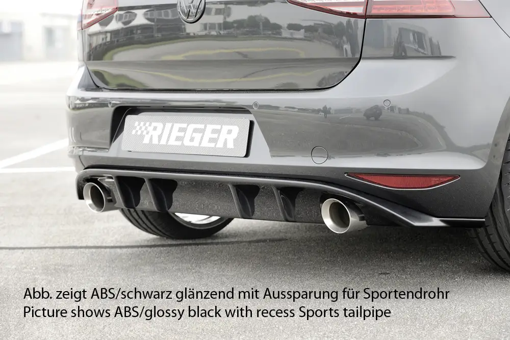 Objednat Nyní Rieger vložka zadního nárazníku pro Volkswagen Golf 7 GTI 3-dvéř., 5-dvéř. před faceliftem, plast ABS s povrchovou úpravou Carbon-Look