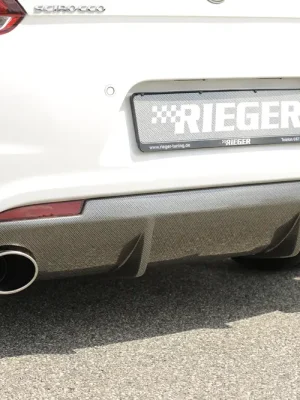 Vysoce Kvalitní Rieger vložka zadního nárazníku pro R-Line zadní nárazník pro Volkswagen Scirocco R 13 2-dvéř. vč. faceliftu, plast ABS s povrchovou úpravou Carbon-Look, pro orig. koncovky na obou stranách
