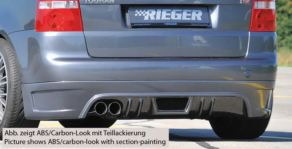 Rieger spoiler pod zadní nárazník pro Volkswagen Touran 1T van před faceliftem r.v. 03/03-10/06, plast ABS bez povrchové úpravy, pro vozy bez tažného zařízení Sleva