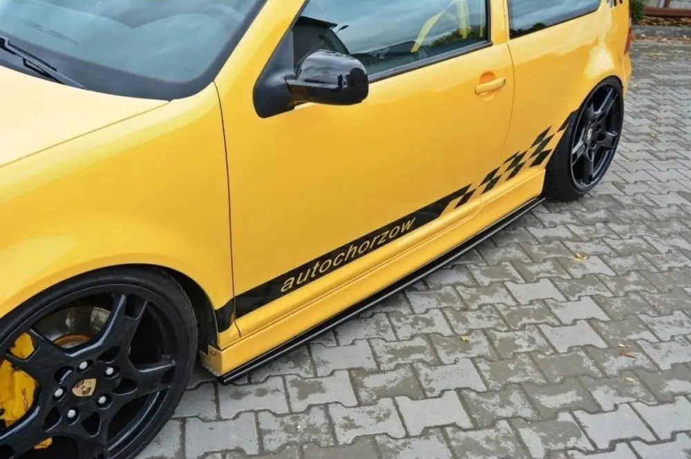 Nejlepší Volba Maxton Design difuzory pod boční prahy pro Volkswagen Golf R Mk4, černý lesklý plast ABS