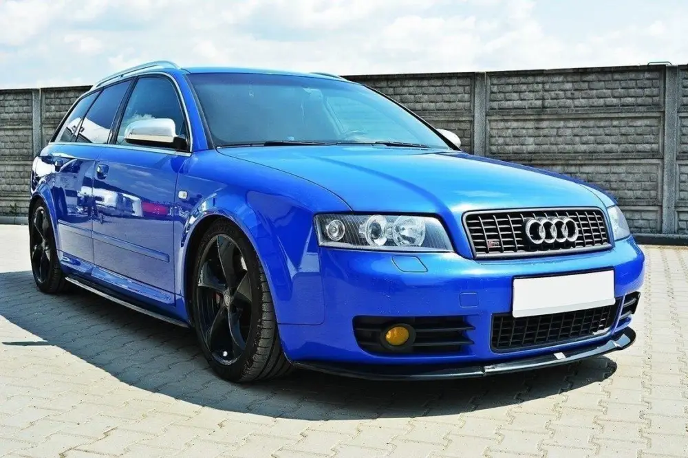 Značkový Maxton Design spoiler pod přední nárazník pro Audi S4 B6, černý lesklý plast ABS