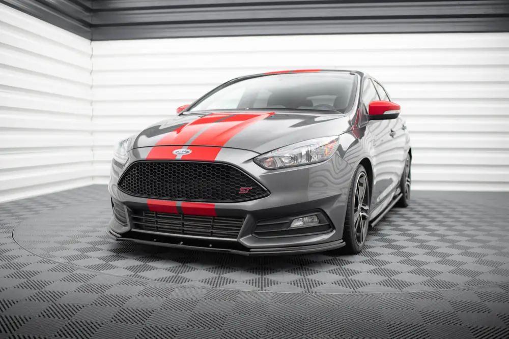 Maxton Design spoiler pod přední nárazník ver.1 pro Ford Focus ST Mk3 Facelift, černý lesklý plast ABS Cenová Bomba