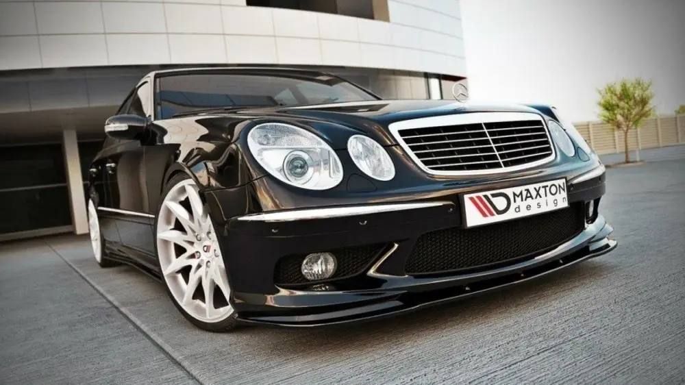 Maxton Design spoiler pod přední nárazník pro Mercedes třída E W211, černý lesklý plast ABS, předfacelift, r.v. 2002-2006 Nízká Cena