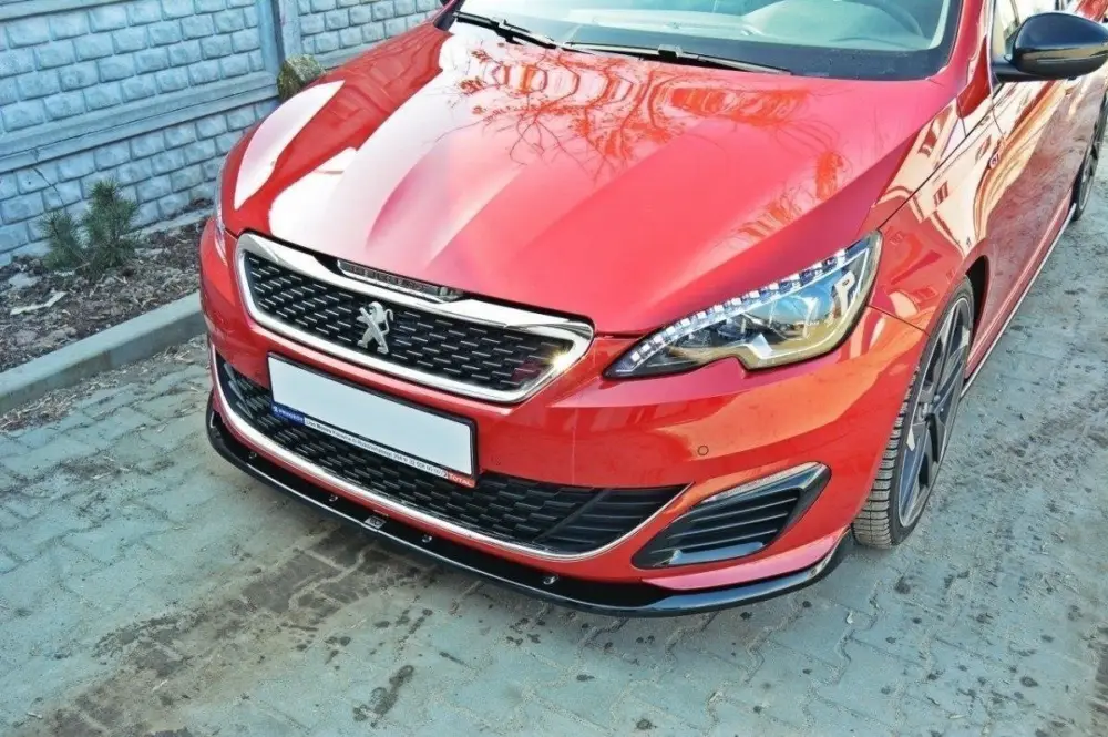Novinka Maxton Design spoiler pod přední nárazník ver.2 pro Peugeot 308 Mk2 GTI, černý lesklý plast ABS