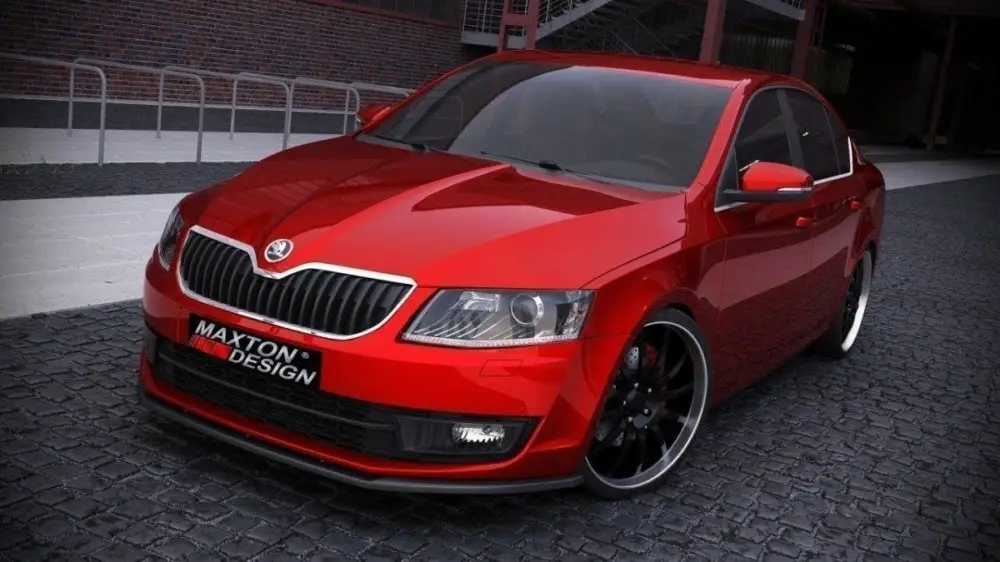 Omezená Nabídka Maxton Design spoiler pod přední nárazník ver.1 pro Škoda Octavia Mk3, černý lesklý plast ABS