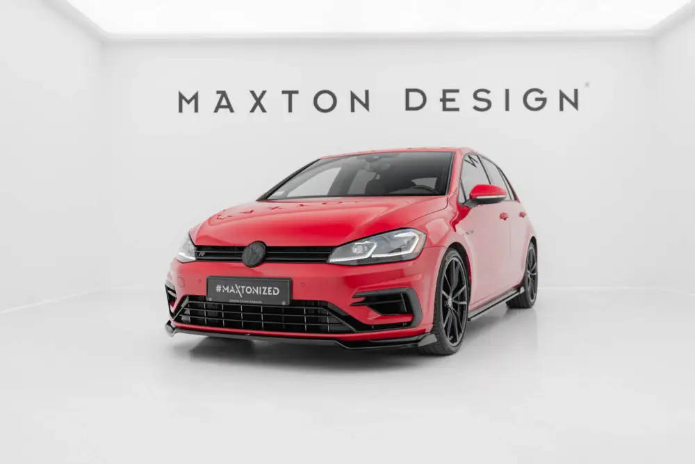 Maxton Design spoiler pod přední nárazník ver.2 pro Volkswagen Golf R Mk7 Facelift, černý lesklý plast ABS Finální Výprodej