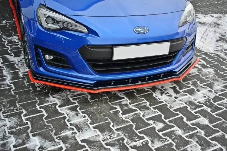 Super Cena Maxton Design spoiler pod přední nárazník ver.4 pro Subaru BRZ Mk1 Facelift, černý lesklý plast ABS, s červenou linkou