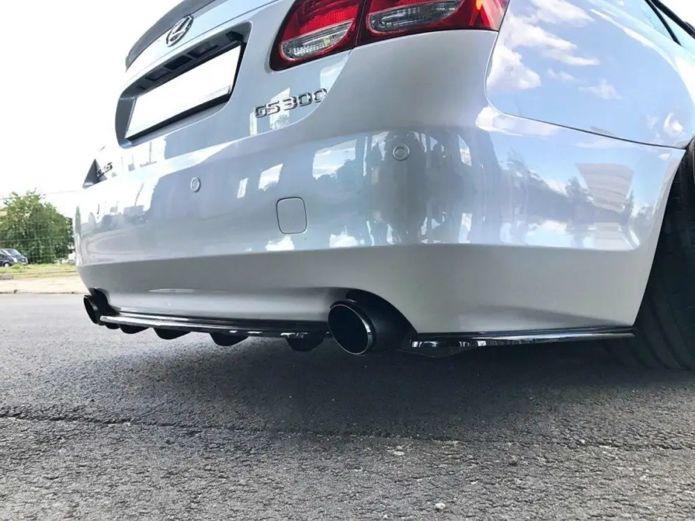 Rychlé Dodání Maxton Design středový spoiler zadního nárazníku s žebrováním pro Lexus GS Mk3 Facelift, černý lesklý plast ABS