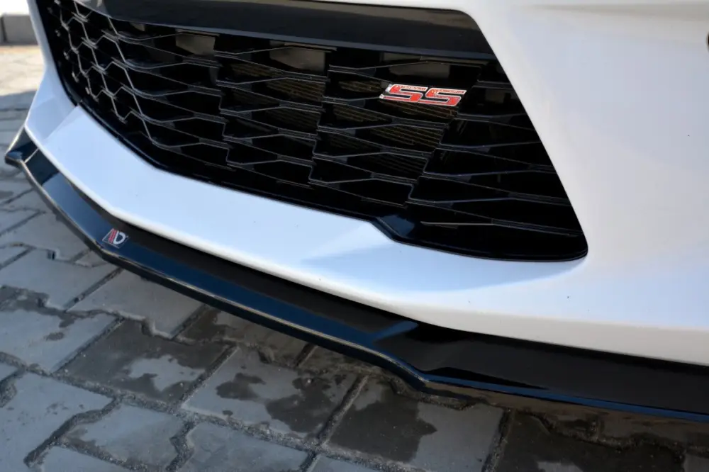 Maxton Design spoiler pod přední nárazník ver.2 pro Chevrolet Camaro 6, černý lesklý plast ABS, včetně modelu 2018+ Aktuální