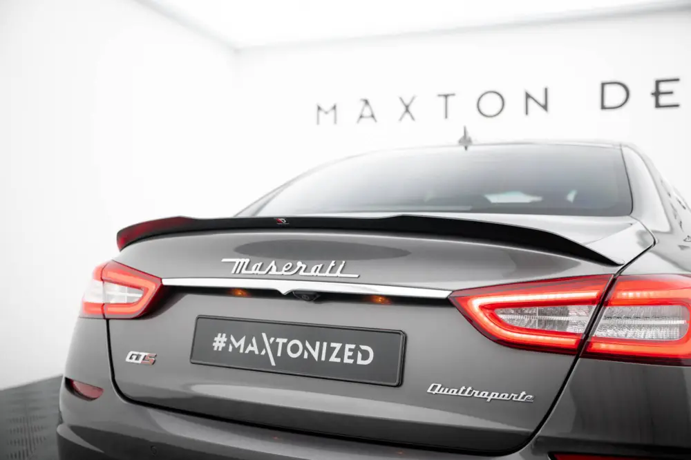 Časově Omezené Maxton Design prodloužení spoileru pro Maserati Quattroporte Mk6, černý lesklý plast ABS