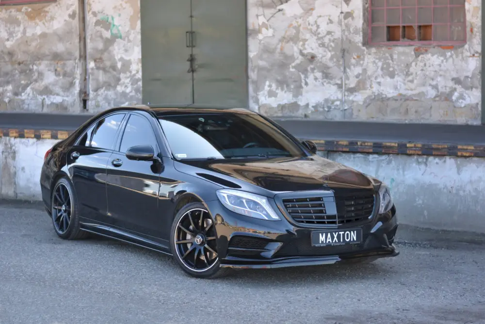 Omezená Nabídka Maxton Design spoiler pod přední nárazník ver.1 pro Mercedes třída S W222/AMG-Line, černý lesklý plast ABS