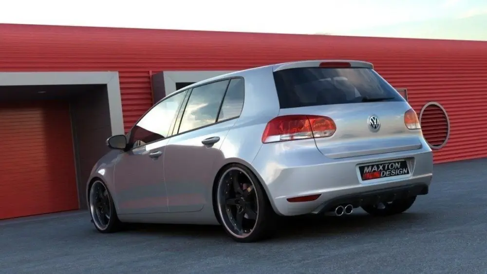Cenově Výhodný Maxton Design vložka zadního nárazníku pro Volkswagen Golf Mk6, černý lesklý plast ABS, s výřezem pro koncovku