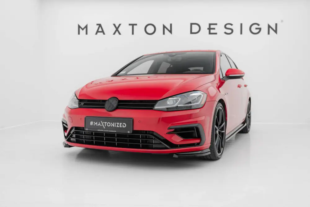 Maxton Design spoiler pod přední nárazník ver.8 pro Volkswagen Golf R Mk7 Facelift, černý lesklý plast ABS Vysoce Kvalitní