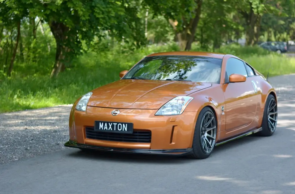 Maxton Design spoiler pod přední nárazník pro Nissan 350Z, černý lesklý plast ABS Víkendová Akce