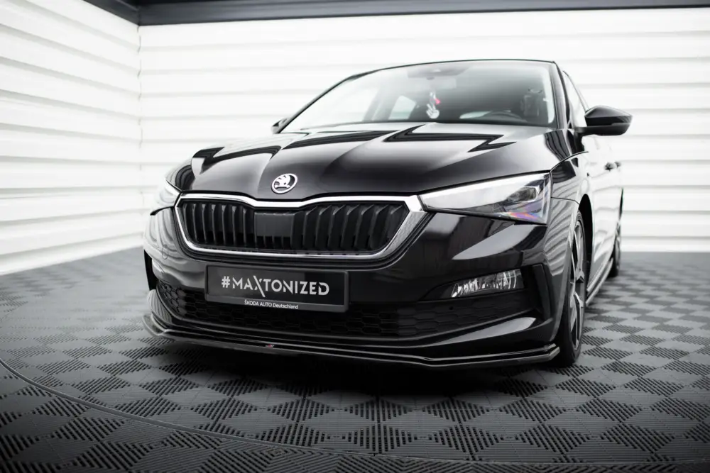 Maxton Design spoiler pod přední nárazník ver.3 pro Škoda Scala, černý lesklý plast ABS Vysoce Kvalitní