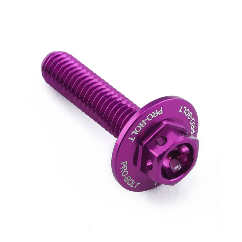 Pro-Bolt hliníkový šroub s šestihrannou hlavou 16 mm, závitem M6 x 1,00 mm a délkou závitu 25 mm, barva: fialová Rychlé Dodání