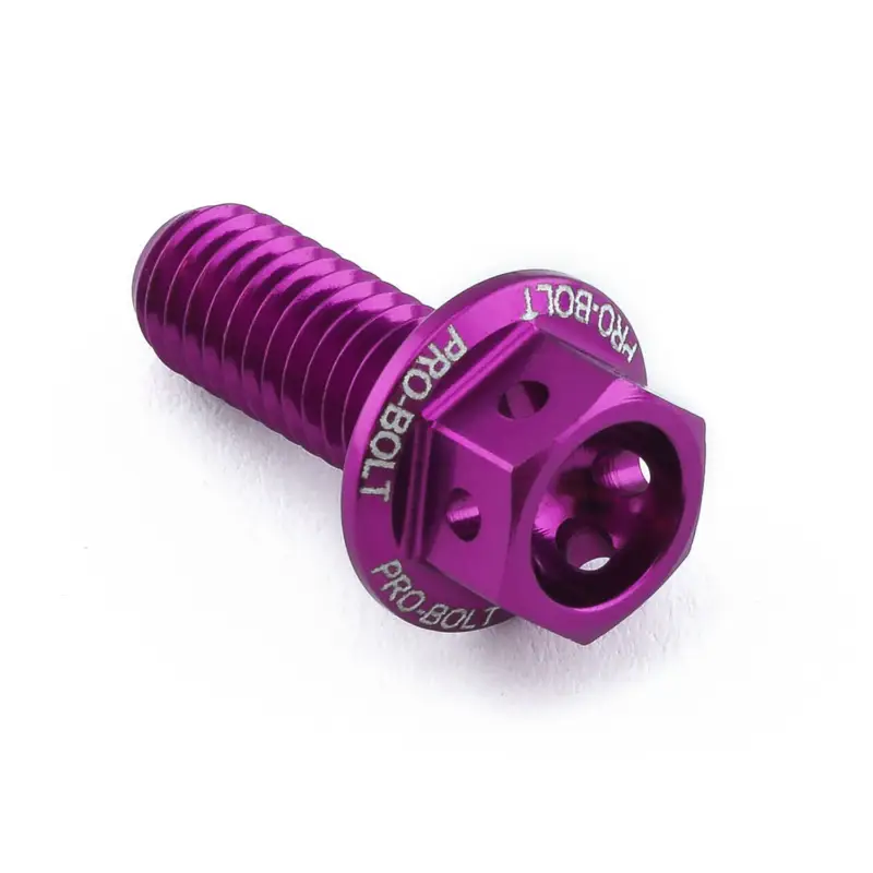Pro-Bolt hliníkový šroub s šestihrannou hlavou 12 mm, závitem M6 x 1,00 mm a délkou závitu 15 mm, barva: fialová Výprodej