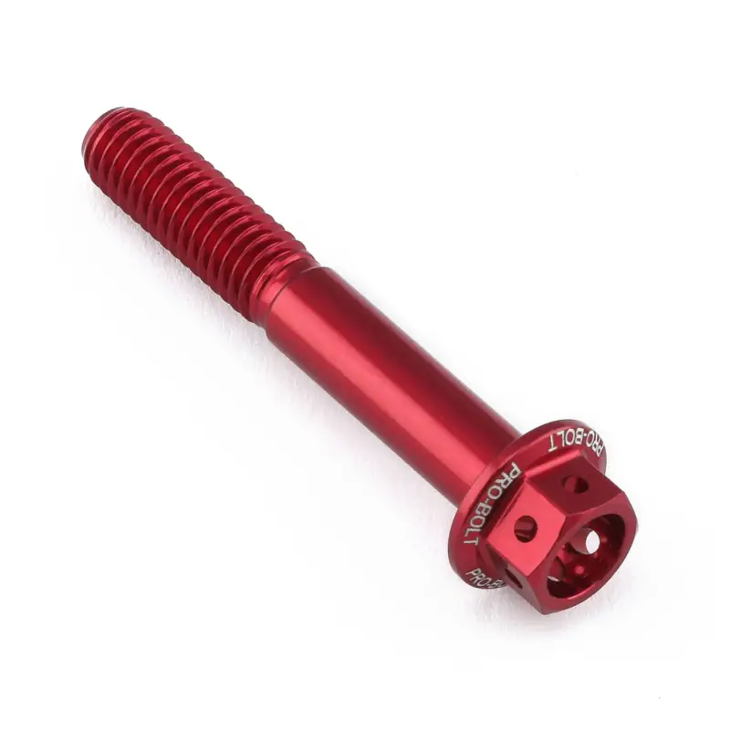 Pro-Bolt hliníkový šroub s šestihrannou hlavou 12 mm, závitem M6 x 1,00 mm a délkou závitu 40 mm, barva: červená Bezpečná Platba