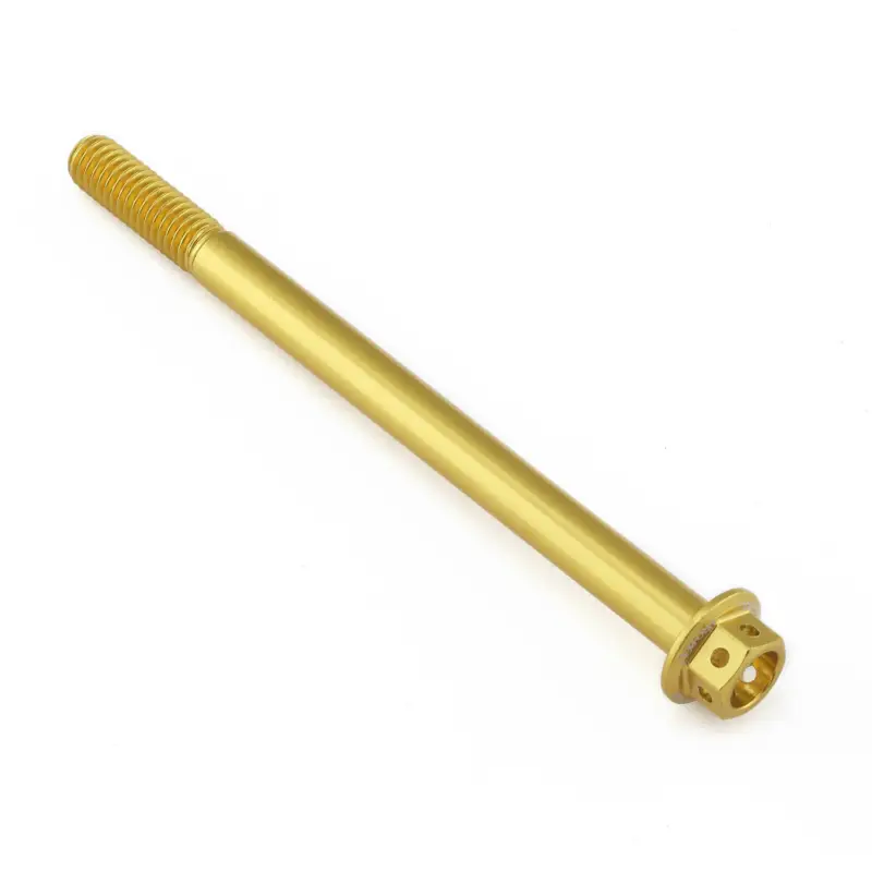 Pro-Bolt hliníkový šroub s šestihrannou hlavou 12 mm, závitem M6 x 1,00 mm a délkou závitu 85 mm, barva: zlatá Aktuální