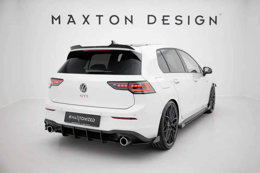 Vysoce Kvalitní Maxton Design "Racing durability" zadní difuzor ver.1 pro Volkswagen Golf GTI Mk8, plast ABS bez povrchové úpravy