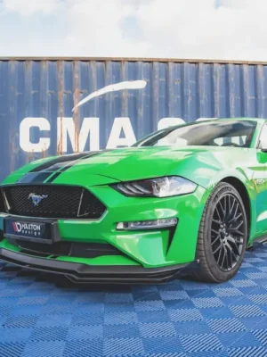 Zlevněný Maxton Design "Street Pro" spoiler pod přední nárazník s křidélky ver.1 pro Ford Mustang MK6 GT Facelift, plast ABS bez povrchové úpravy, s červenou linkou