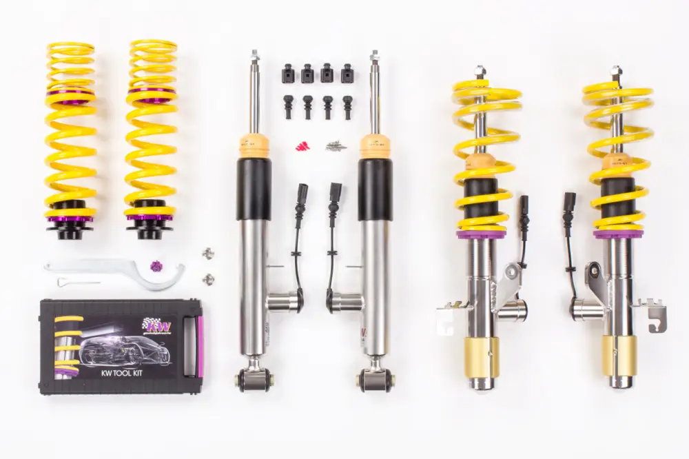 Nejprodávanější Výškově stavitelný podvozek KW DDC - Plug & Play, DDC - Plug & Play s elektronicky nastavitelnou tuhostí pro BMW řada 2 Coupe max zatížení PN 921 - 1090 kg